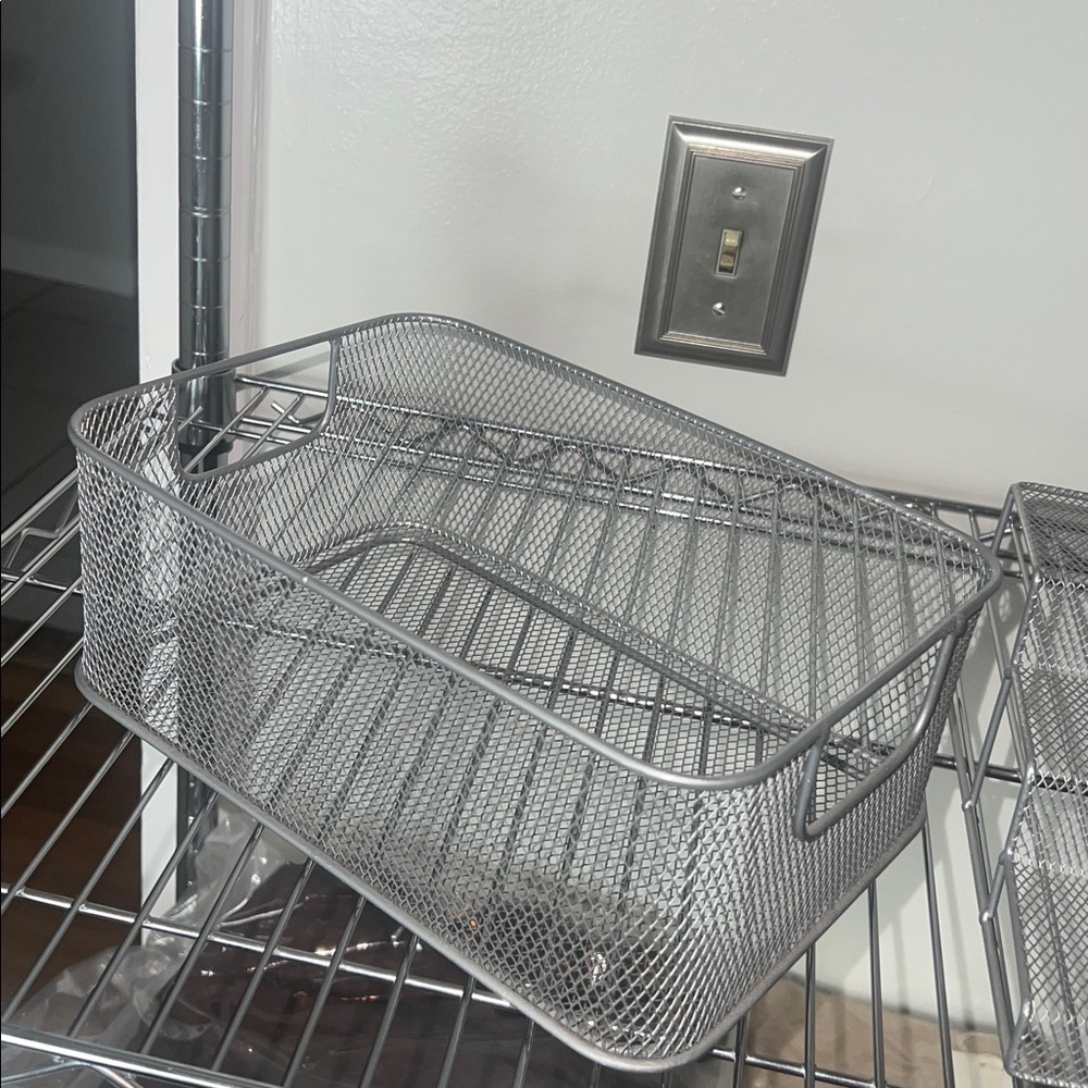 Silver Metal Wire Storage Baskets - Picture 5 of 9